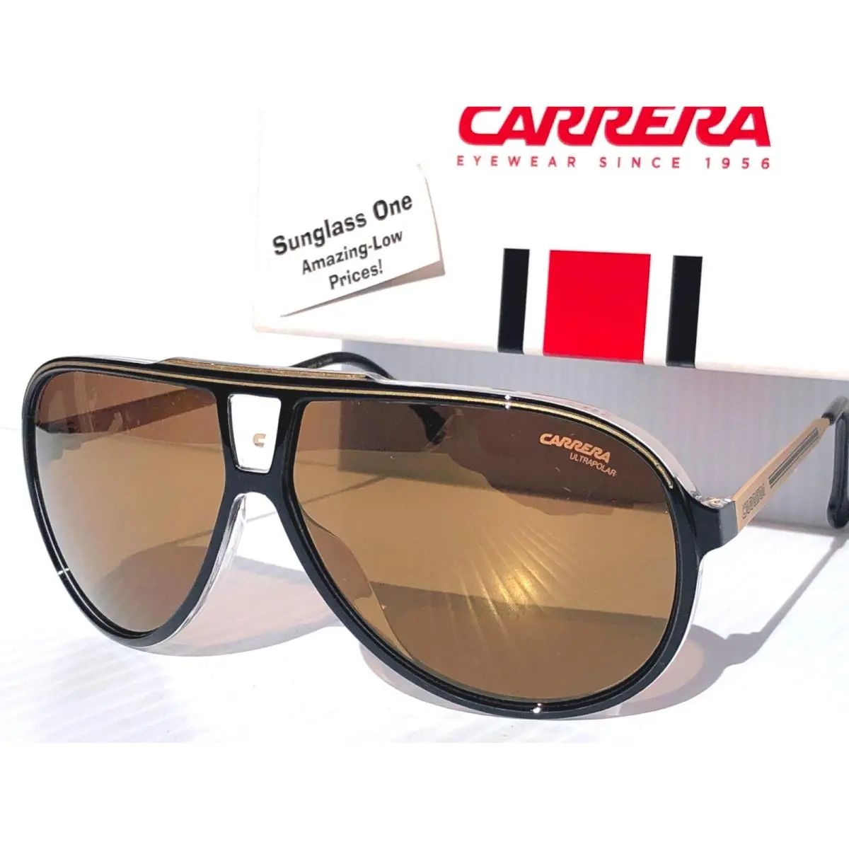Carrera Black Gold Polarized Brown Lens Sunglass 1050/S 2M2YL