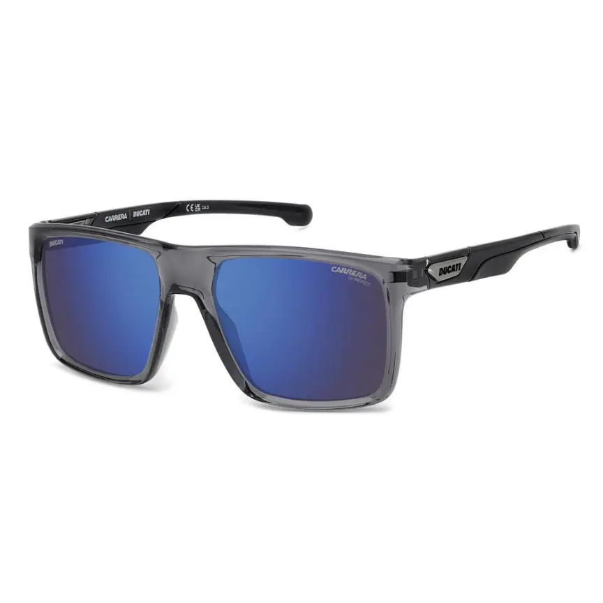 Carrera Carduc 049/S KB7XT Grey /blue Rectangular Men`s Sunglasses - Frame: Grey-Black, Lens: Blue