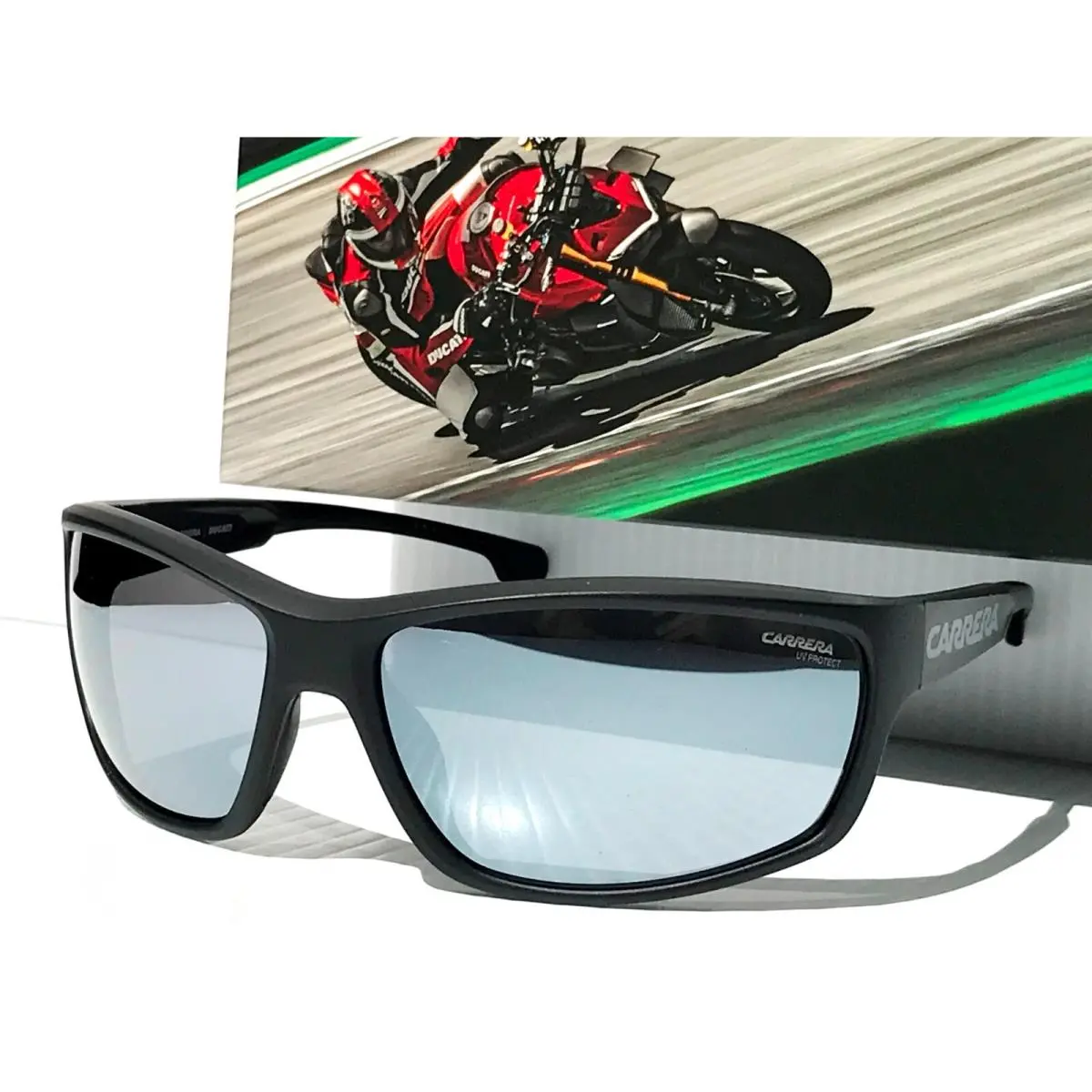Carrera Ducati Carduc Shiny Black Frame Grey Mirror Lens Sunglass 002/S 08AT4