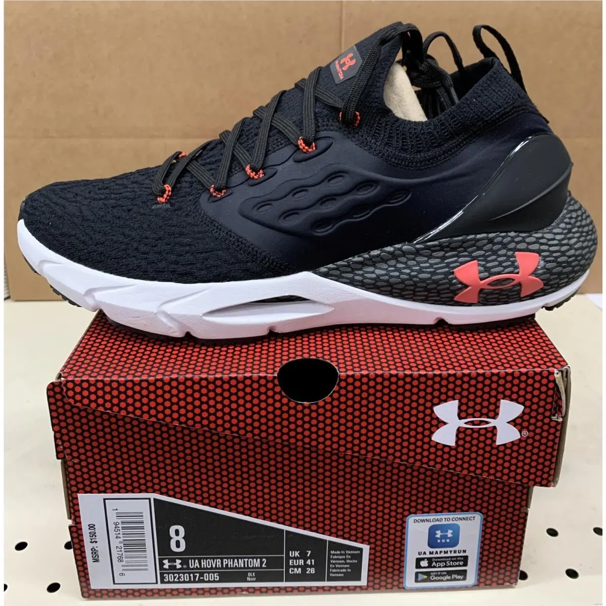 Under Armour Men`s UA Hovr Phantom 2 Running Shoes 3023017-005 Black/gray