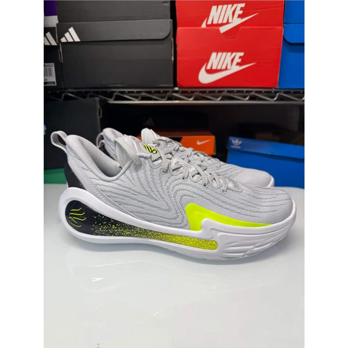 Under Armour Men`s Curry 12 Shoes `anti Gravity` Grey White Volt 3027629-100