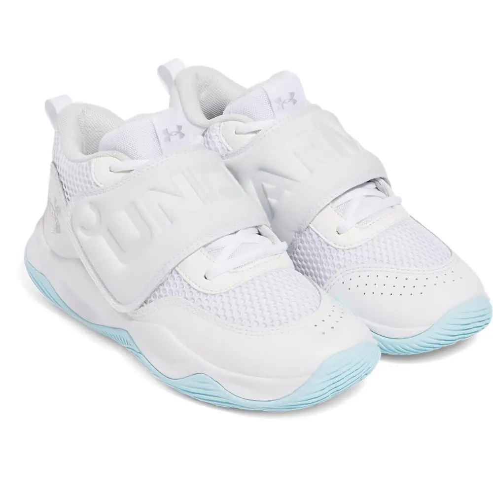 Under Armour Zone BB 2 Sneakers Kids 11 White Metallic Basketball Shoes ZOGG3218