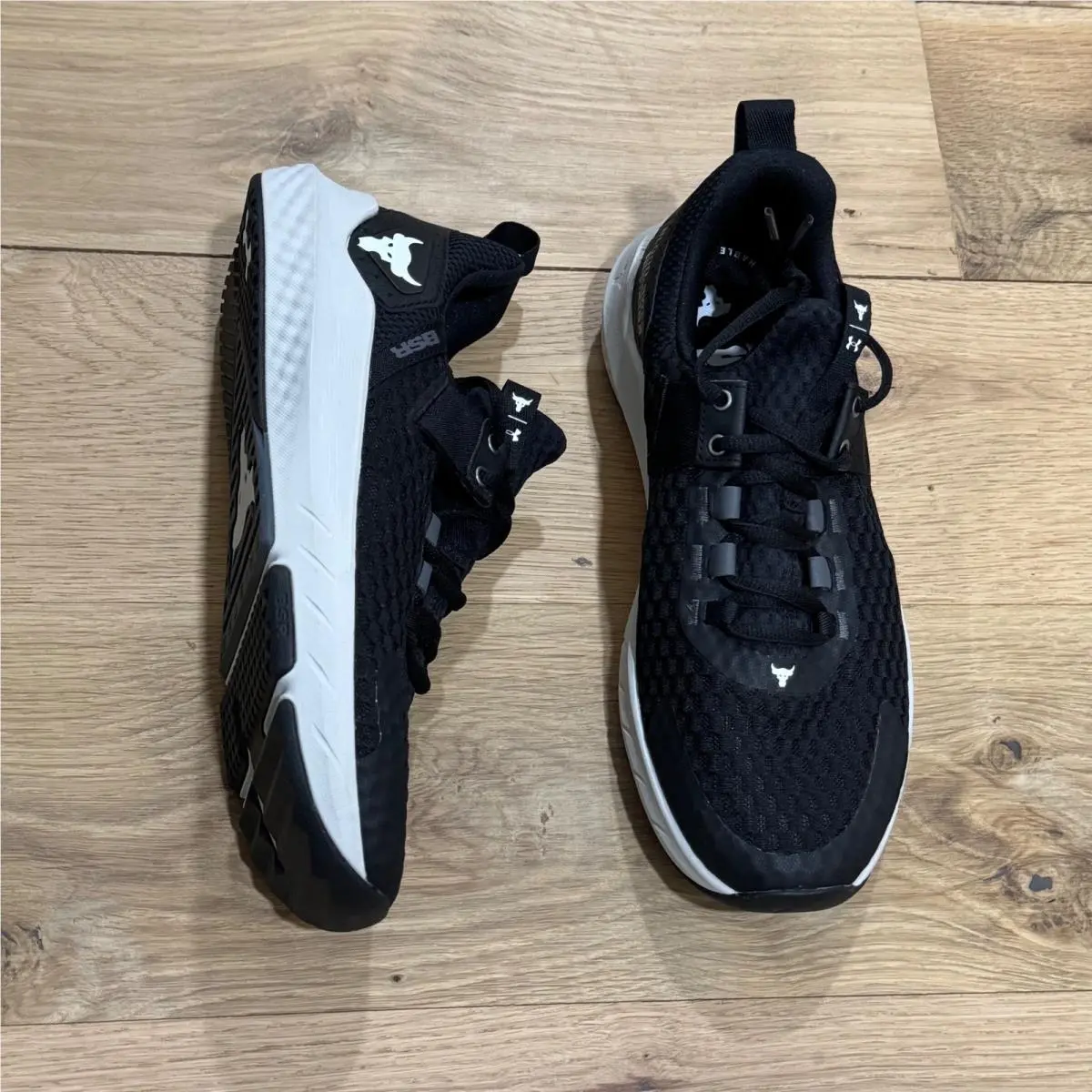Under Armour Project Rock BK 3023286744 Black White Size 8.5 Training