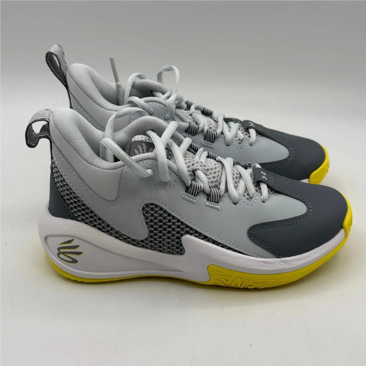 Under Armour Curry 3Z 25 Sde Shoes Unisex Size 1Y Grey Yellow 6006544-015