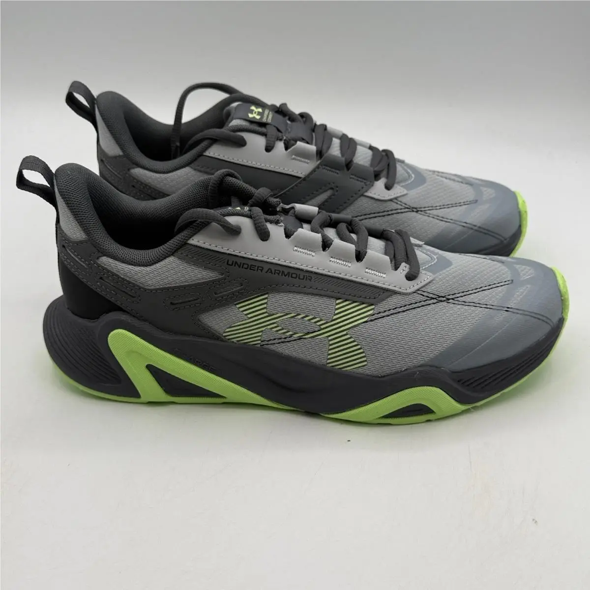 Under Armour Charged Commit TR 5 Shoes Mens Size 8 Grey Lime 3026607-001