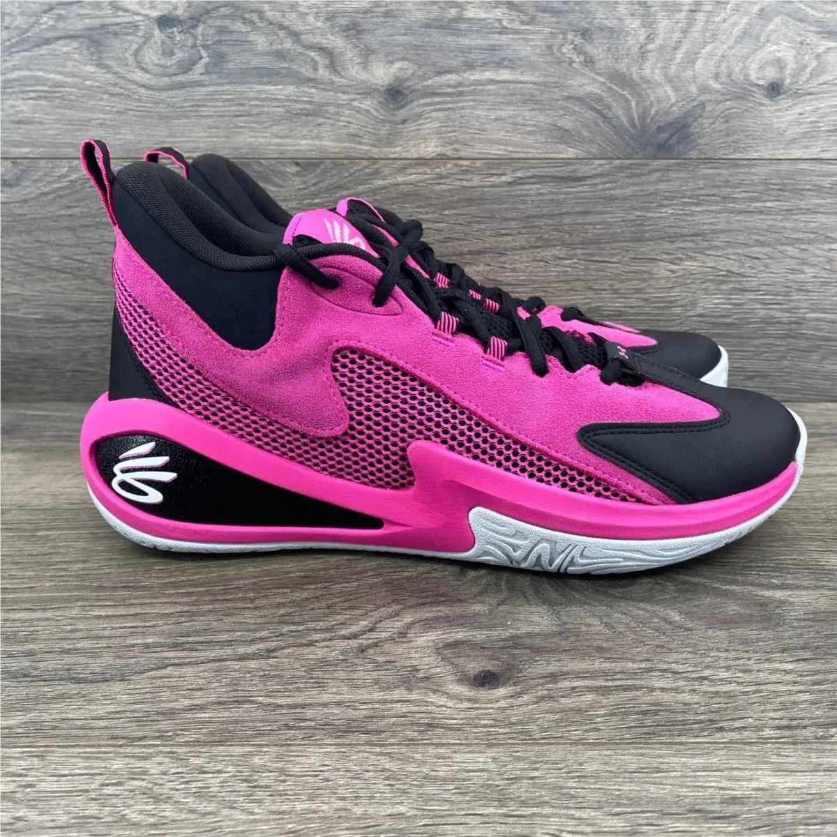 Under Armour Curry Splash 24 Mens 10.5 Pink Black Basketball Shoes 6000750-652