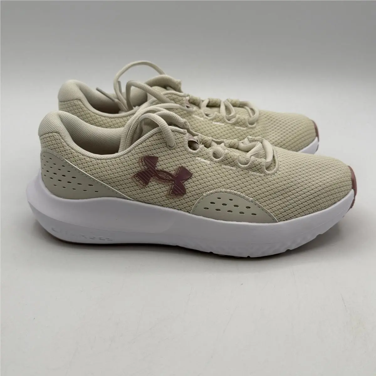 Under Armour Charged Surge 4 Shoes Womens Size 6.5 White Pink 3027007-110