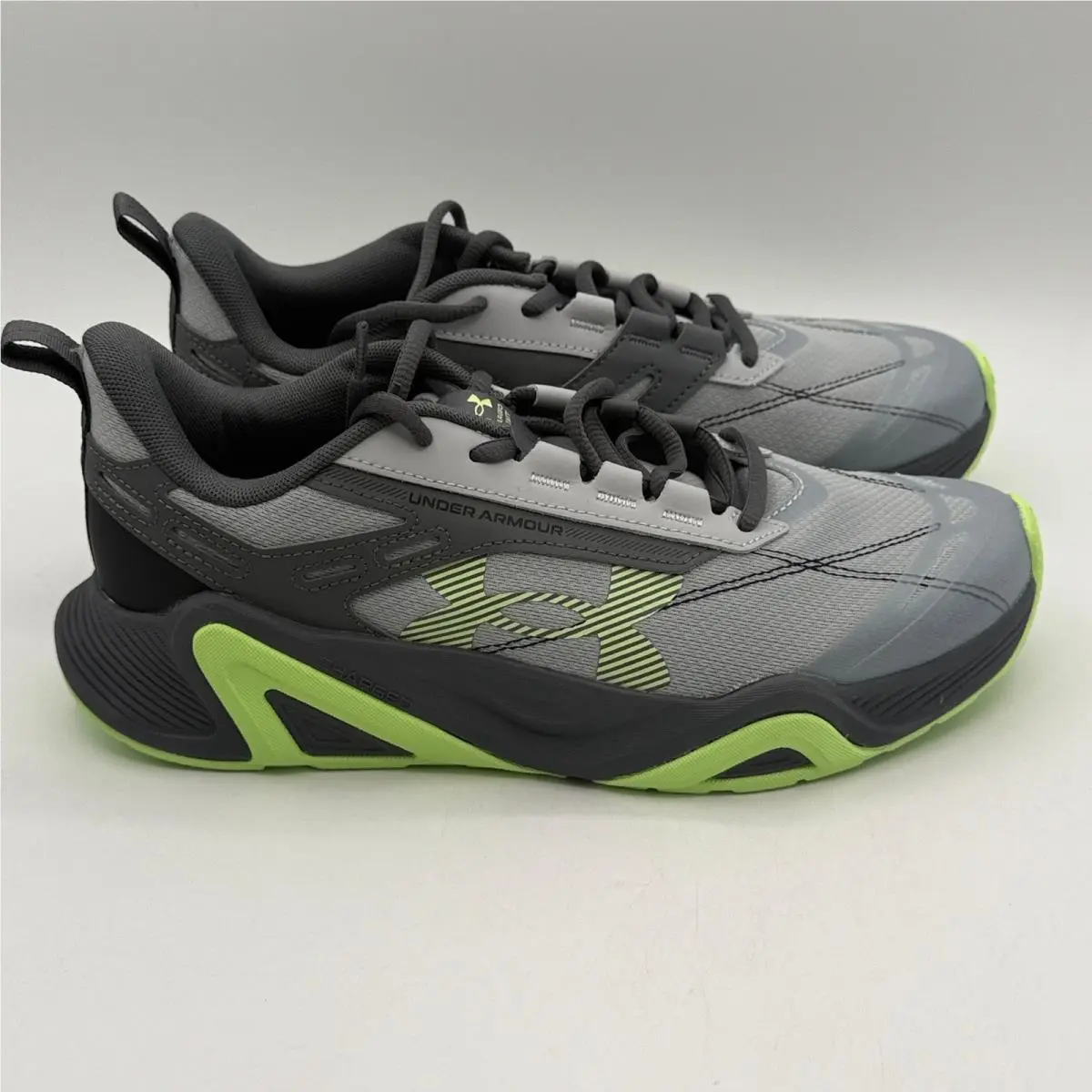 Under Armour UA Charged Commit TR 5 Shoes Mens Size 8 Gray Lime 3026604-001