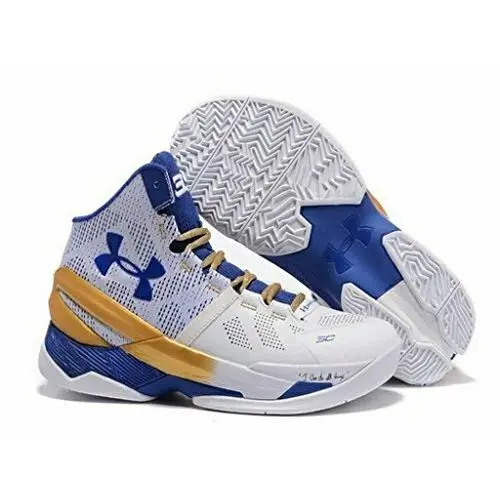 Men`s Curry 2 Gold Rings White/blue Sz 8 1259007-107 Basketball by Under Armour