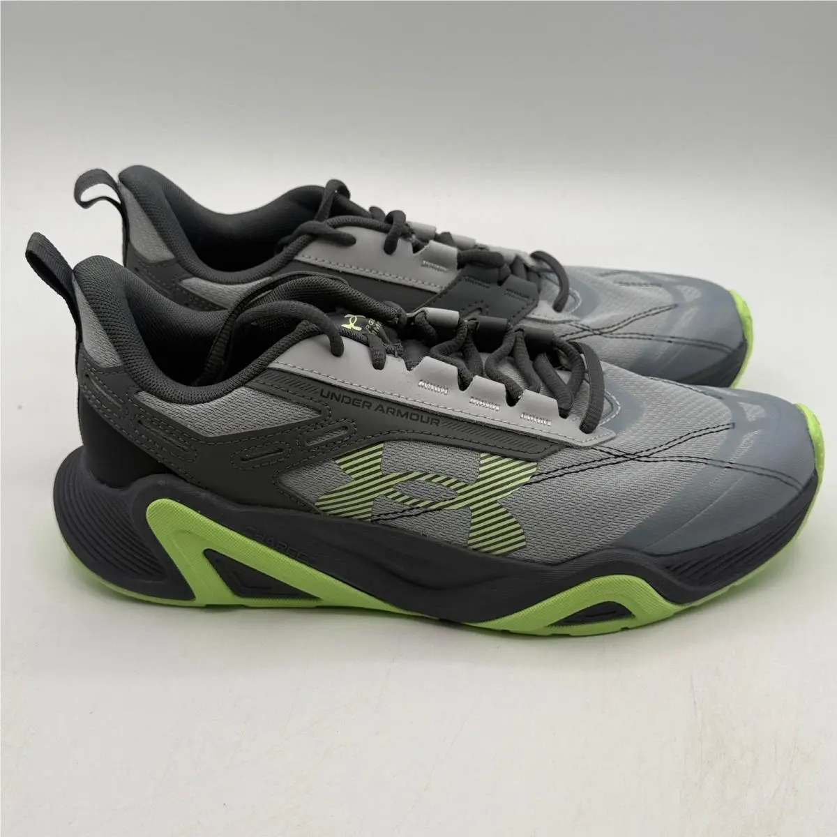 Under Armour UA Charged Commit TR 5 Shoes Mens Size 8 Grey Lime 3026602-001