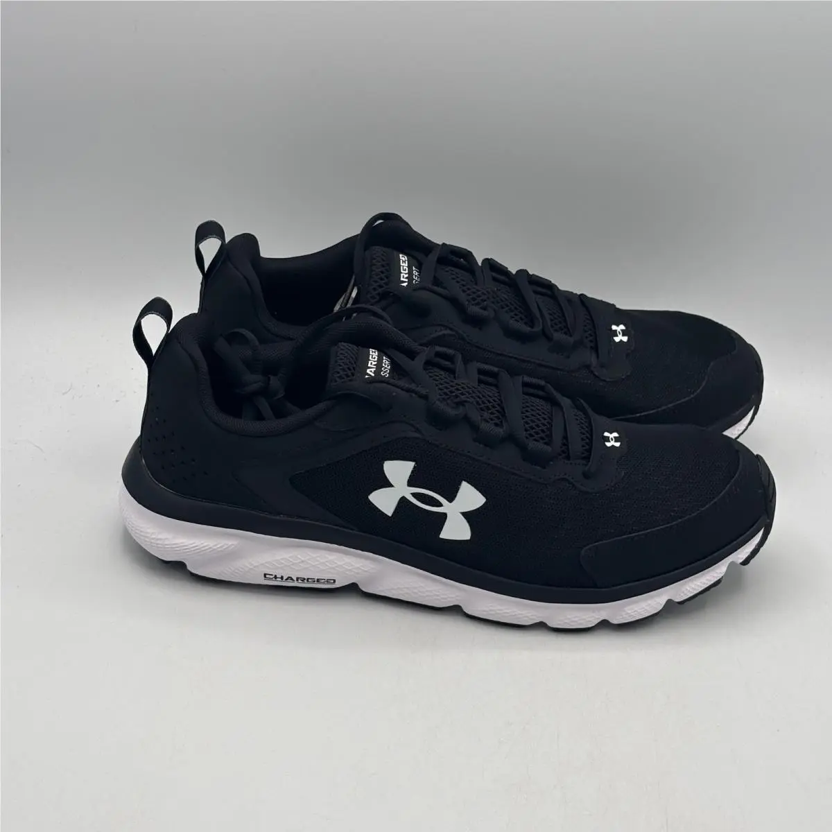 Under Armour Charged Assert 9 Shoes Men Size 10 Black White Running 3024590-001
