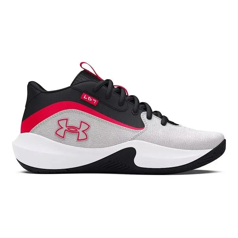 Under Armour UA Lockdown 7 Shoes Mens 11.5 Gray Black Red 3028512-100