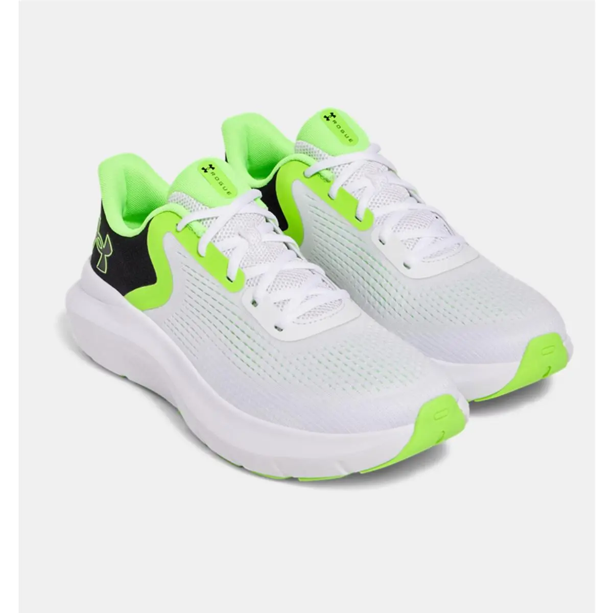 Under Armour Rogue 5 Men`s Running Shoes Size 12 White Black Hyper Green