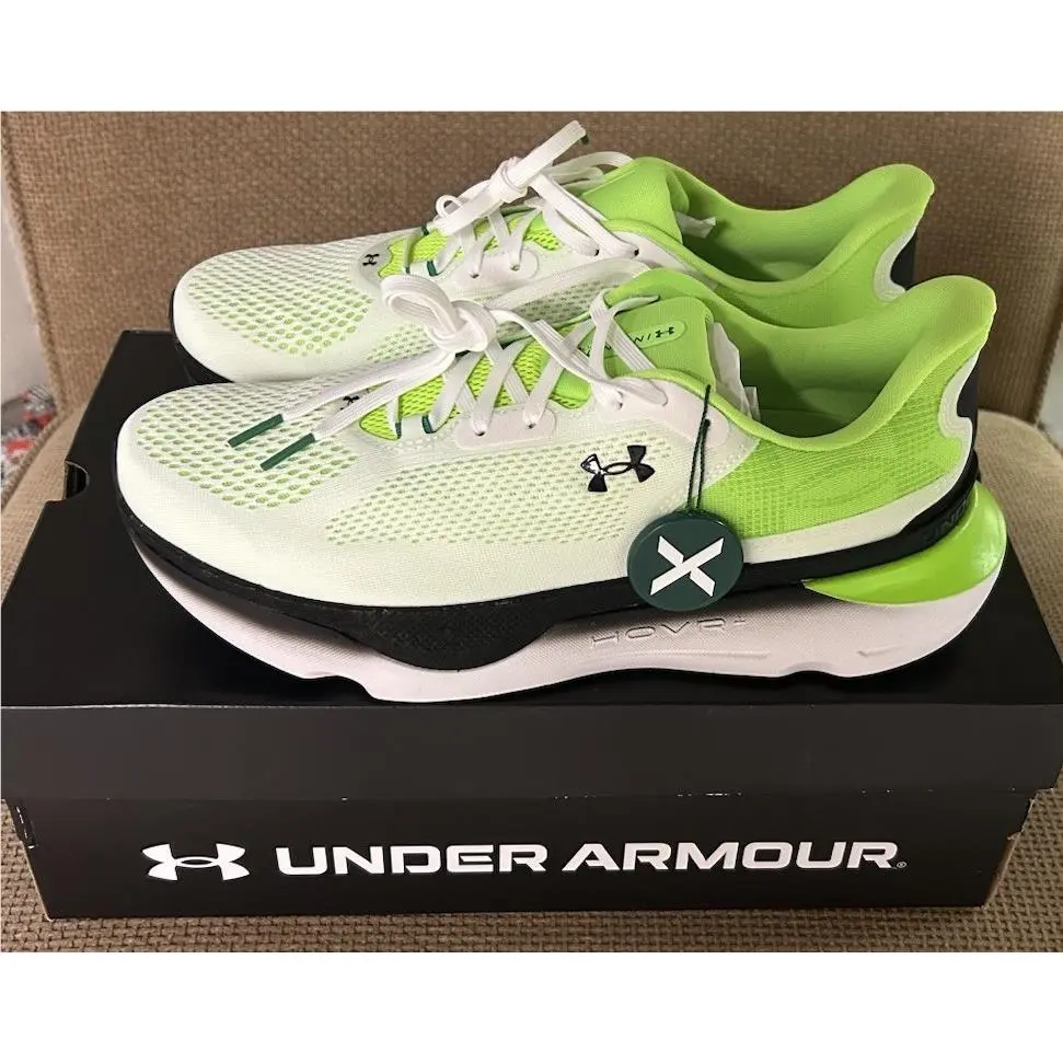 Under Armour Hovr Infinite Pro 2 White Hyper Green 3028168-101 Men`s Size 10.5