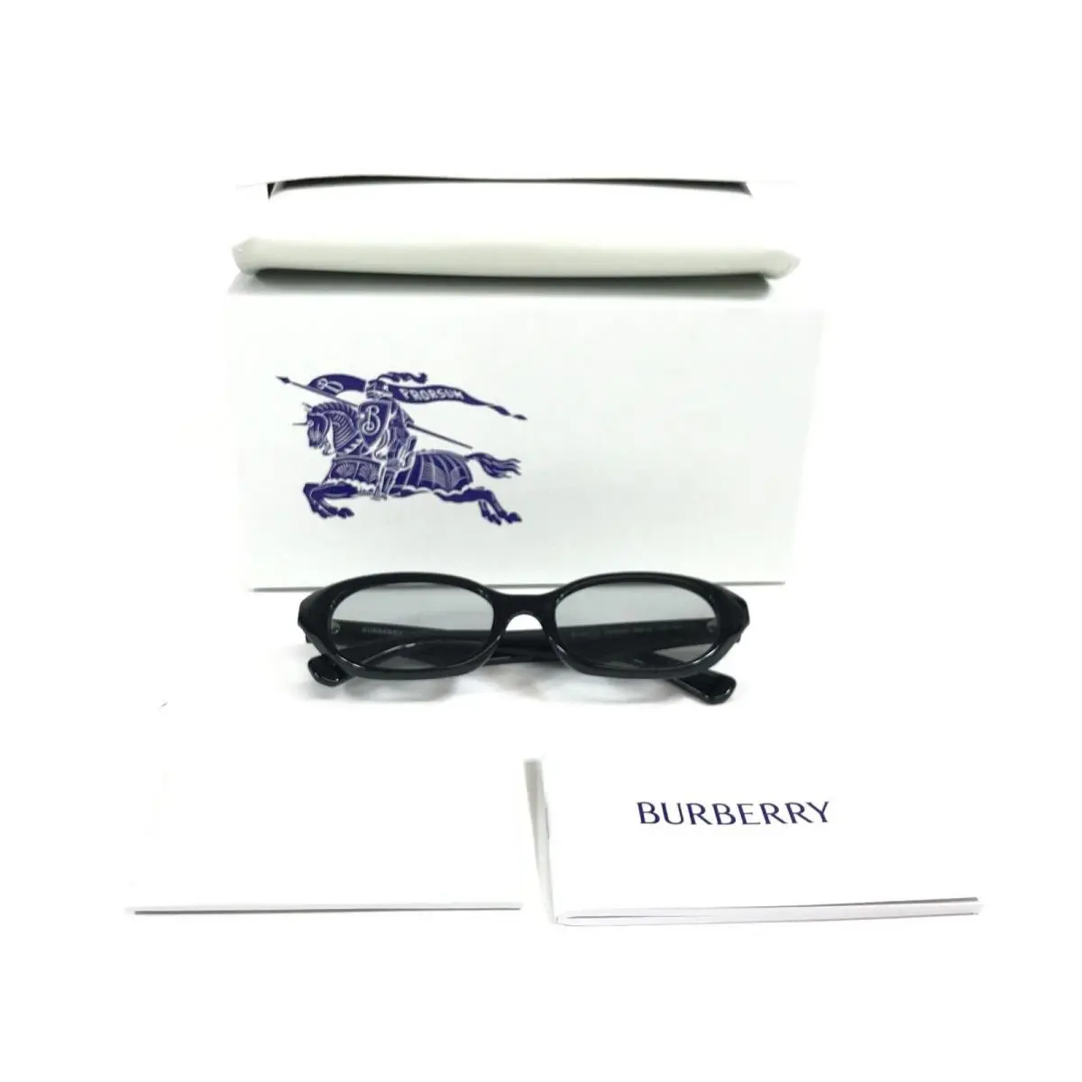Sunglasses B4447-D 3001/87 Shiny Black Oval Frames w/ Light Grey Lenses by Burberry