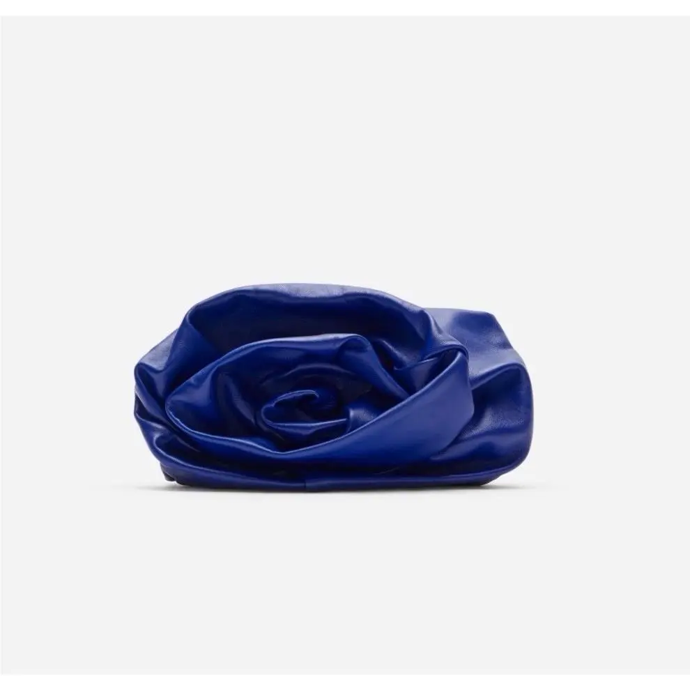 Burberry Women`s Blue Leather Rose Clutch Bag Medium Size Pouch