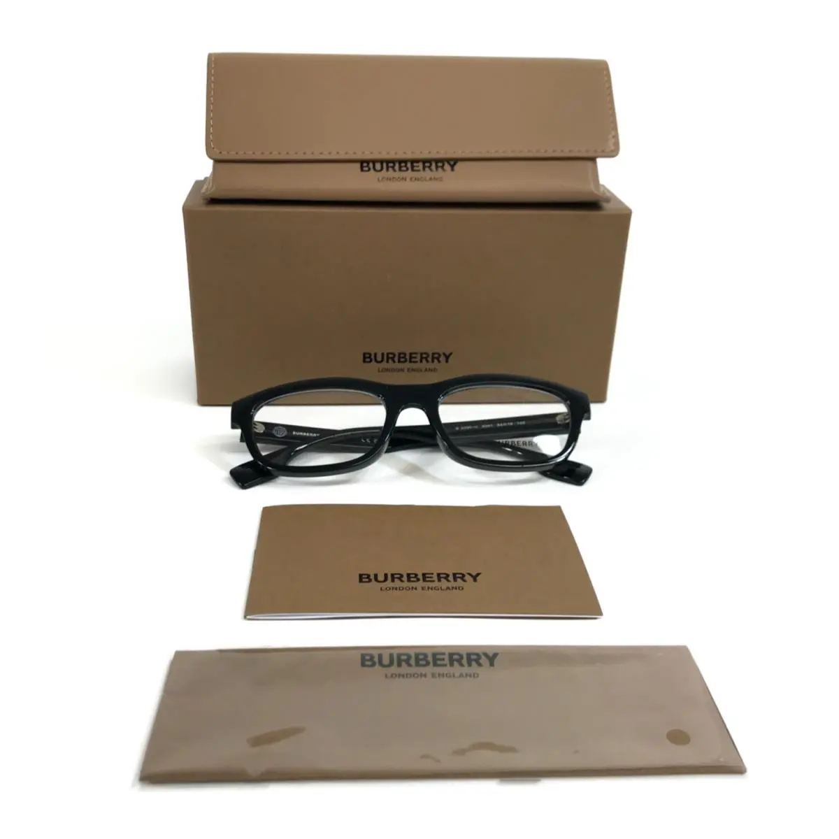 Eyeglasses Frames B2385-U 3001 Polished Black Oval Full Rim 54-19-145 by Burberry
