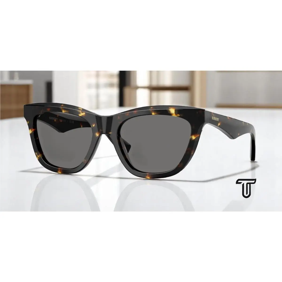 BE4435 410681 Yellow Havana Dk Grey Polarized 53 mm Women`s Sunglasses by Burberry