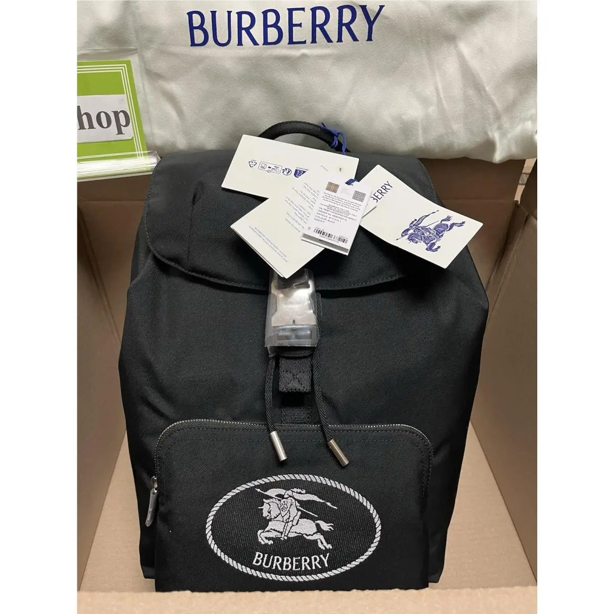Burberry Orkney Flap Polyester Backpack Black