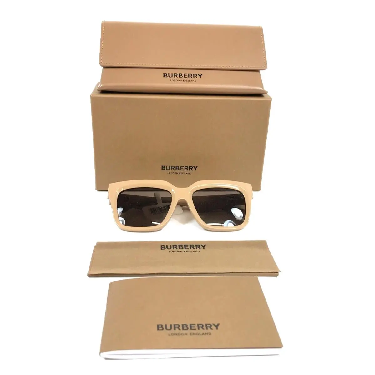 Sunglasses B4419 3990/73 Thick Beige Square Frames w/ Dark Brown Lenses by Burberry