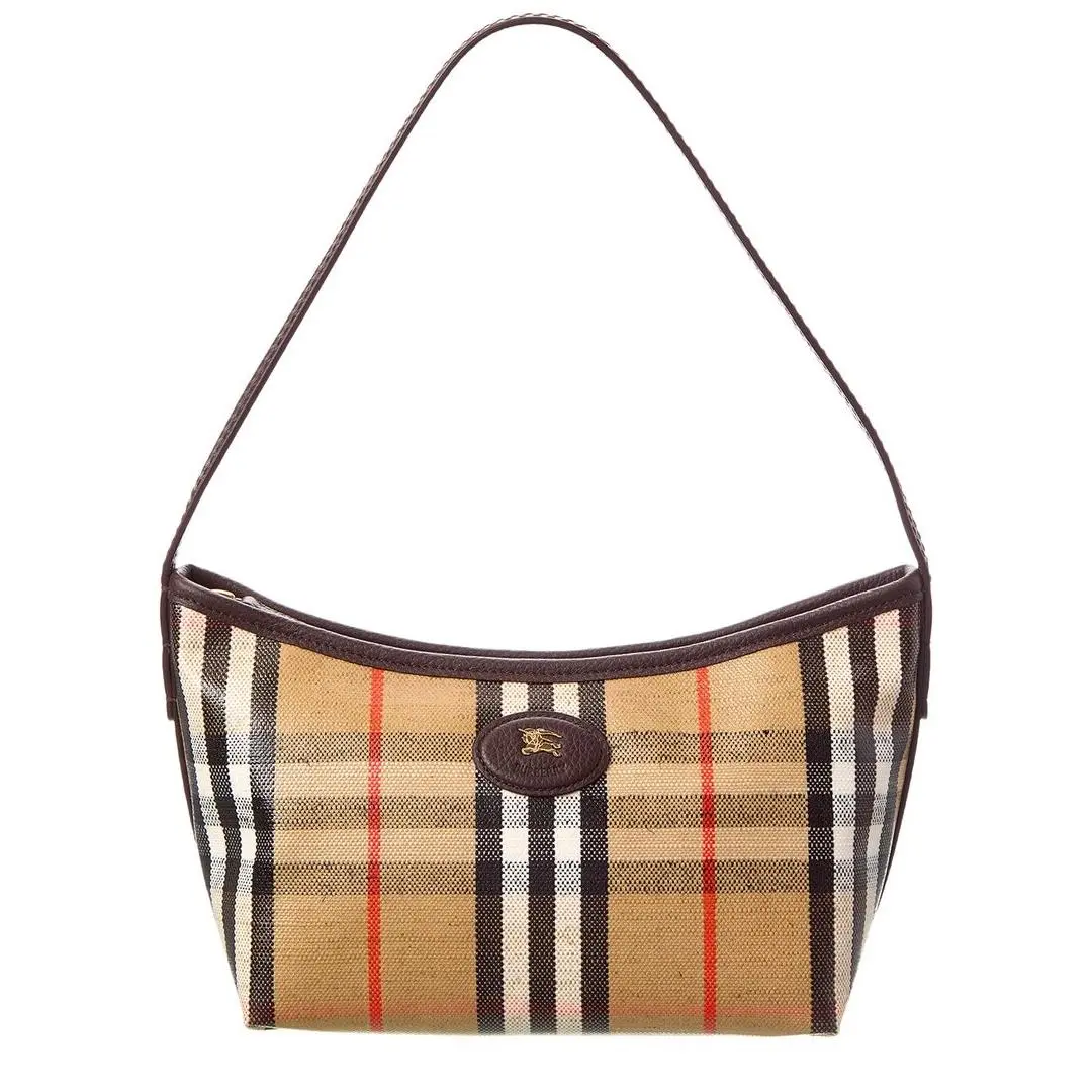 Highlands Mini Coated Canvas Leather Shoulder Bag Women`s Brown by Burberry