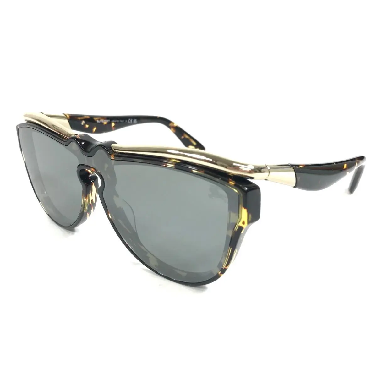 Brow Sunglasses B3162-U 1354/6G Yellow Havana w Grey Silver Mirror Lens by Burberry
