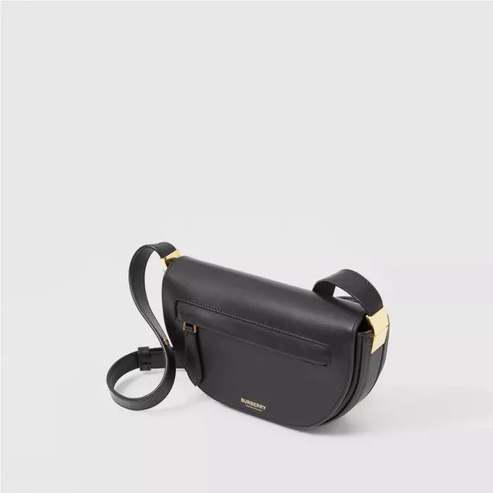 Olympia Small Leather Shoulder Bag Black by Burberry