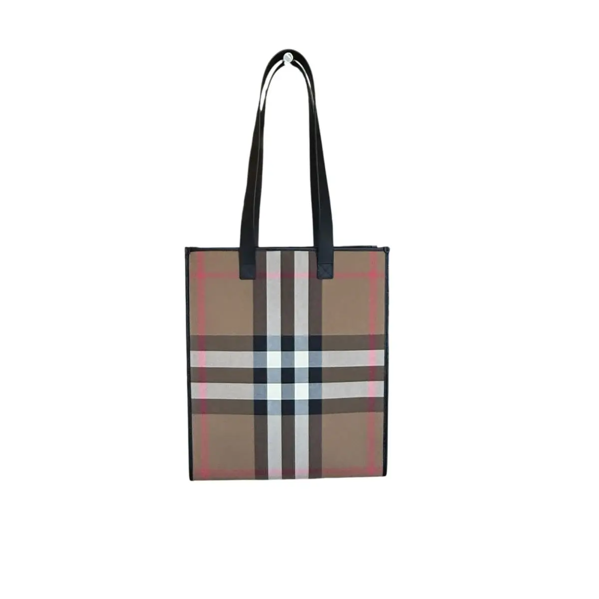 Burberry Classic Check Print Book Tote Bag Fabric Leather 8084551
