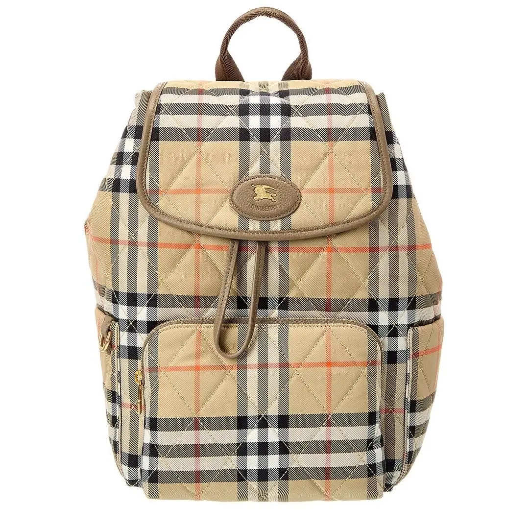 Horseshoe Quilted Canvas Leather Backpack Women`s by Burberry