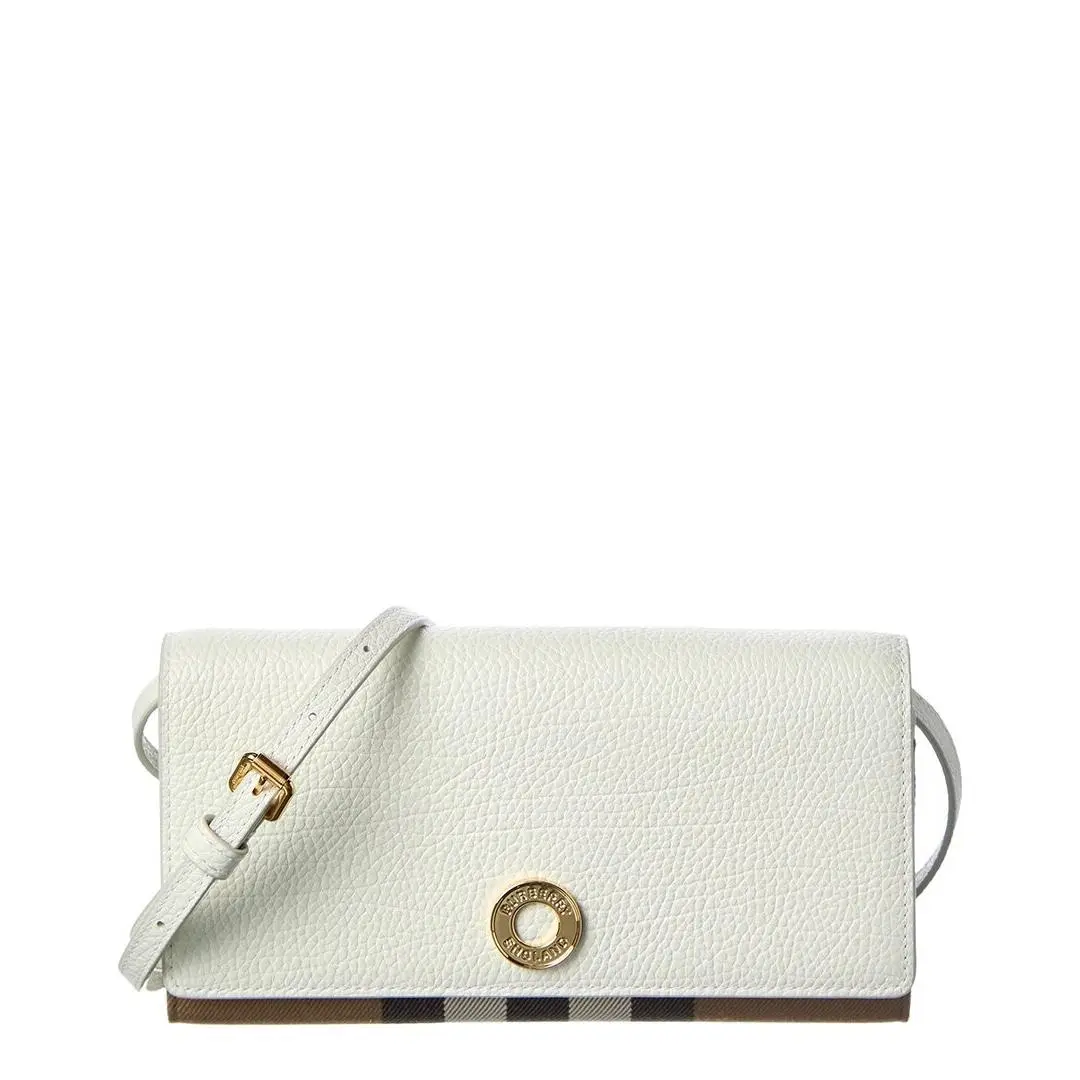Check Canvas Leather Crossbody Women`s White by Burberry