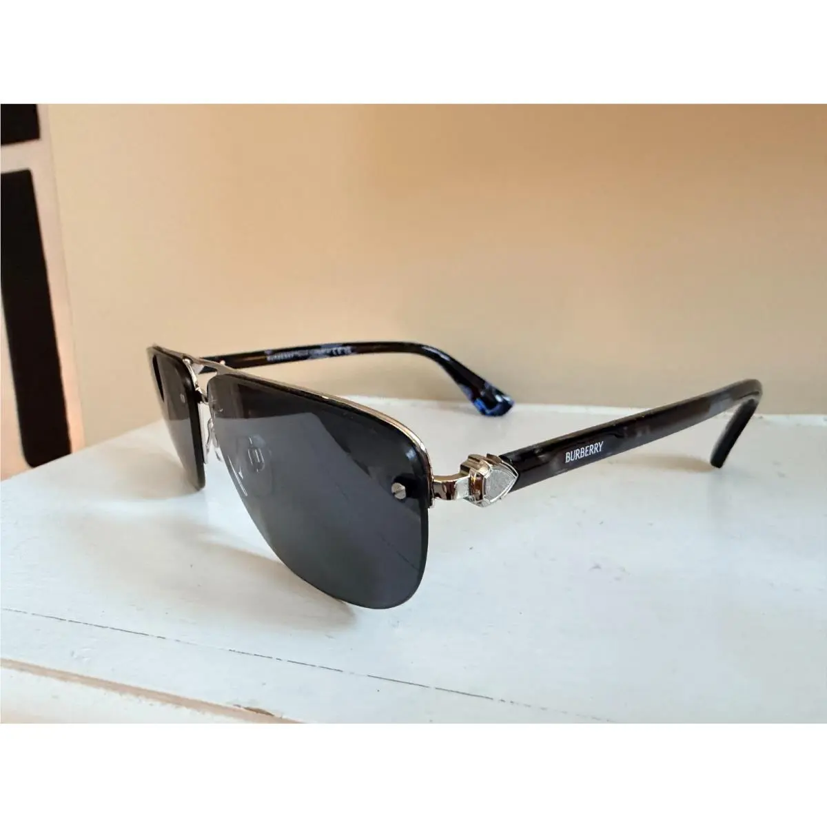 3164 Sunglasses Made in Italy Silver Dark Gray by Burberry