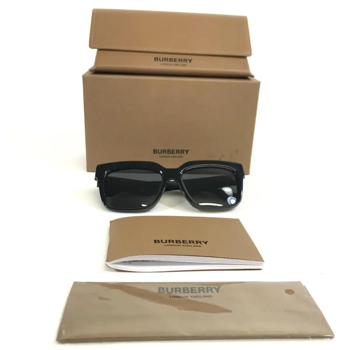 Sunglasses B4419 3001/87 Shiny Black Butterfly Frames Dark Grey Lenses by Burberry