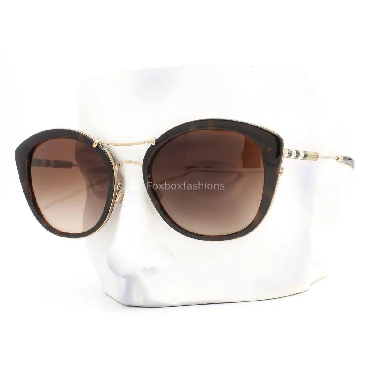 Sunglasses B 4251Q 3002/13 Brown Havana Pale Gold Classic Plaid W/case by Burberry