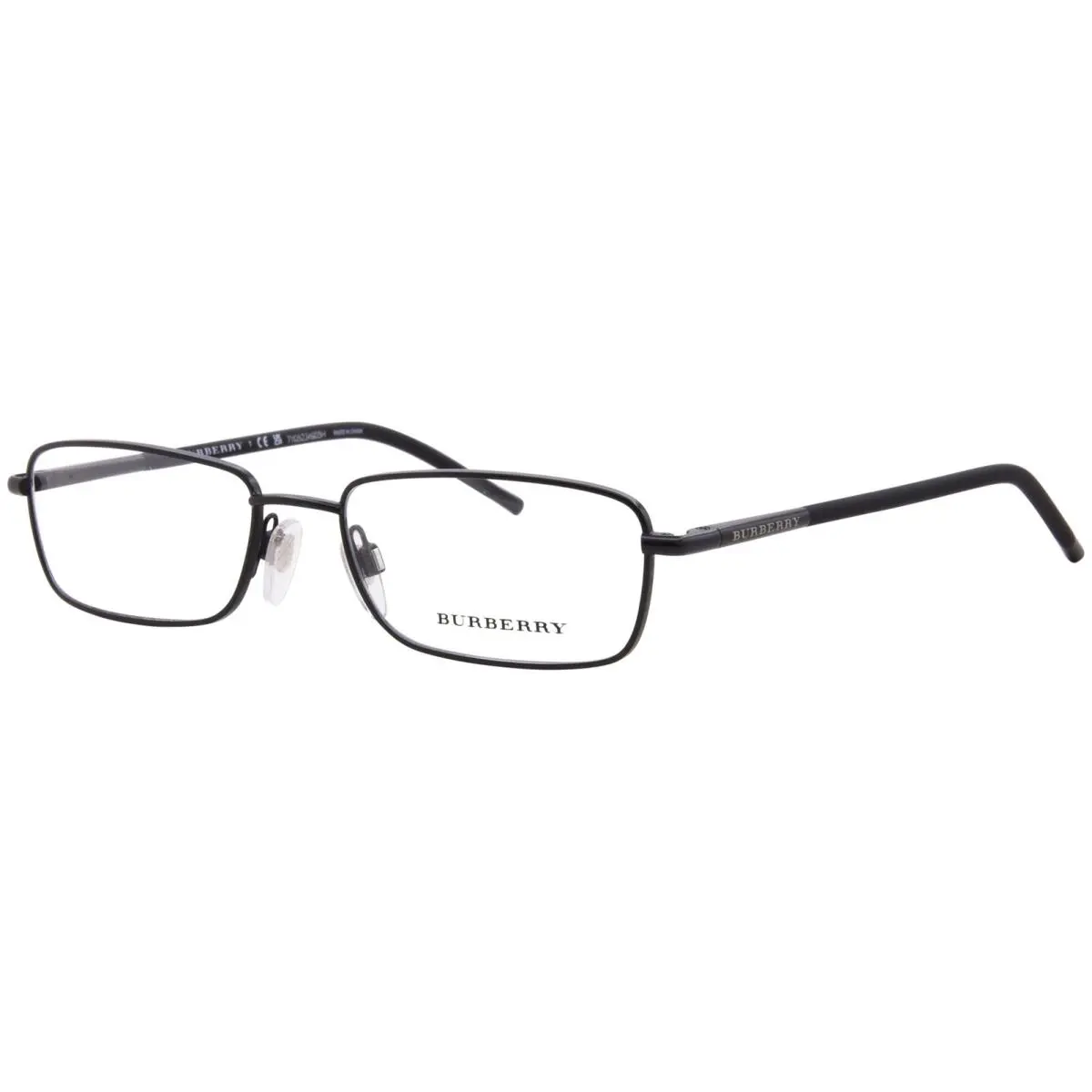 Burberry B1268 1007 Eyeglasses Men`s Matte Black Full Rim Rectangle Shape 52mm