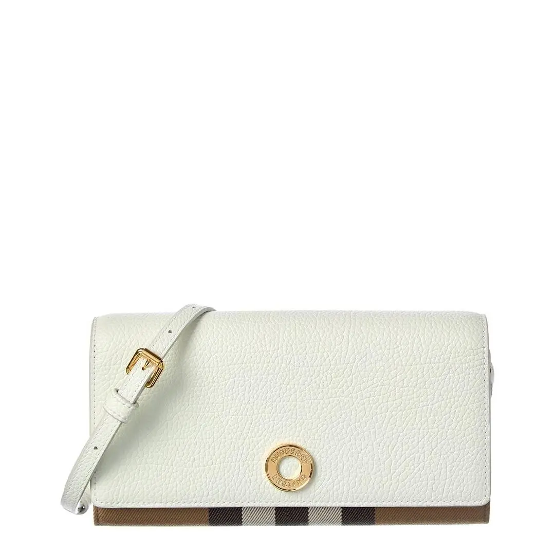 Check Canvas Leather Crossbody Women`s White by Burberry