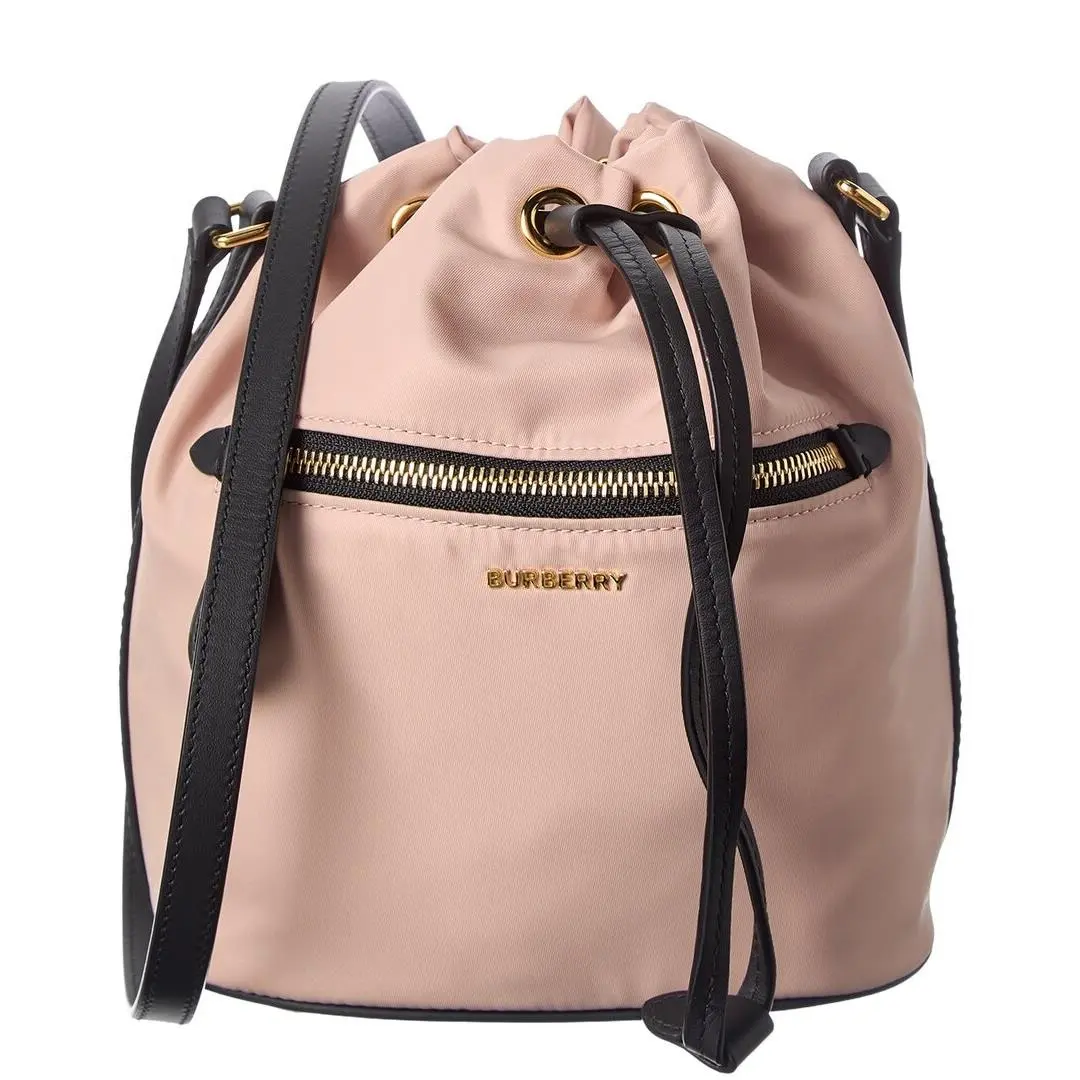 Burberry Nylon Leather Bucket Bag Women`s Pink