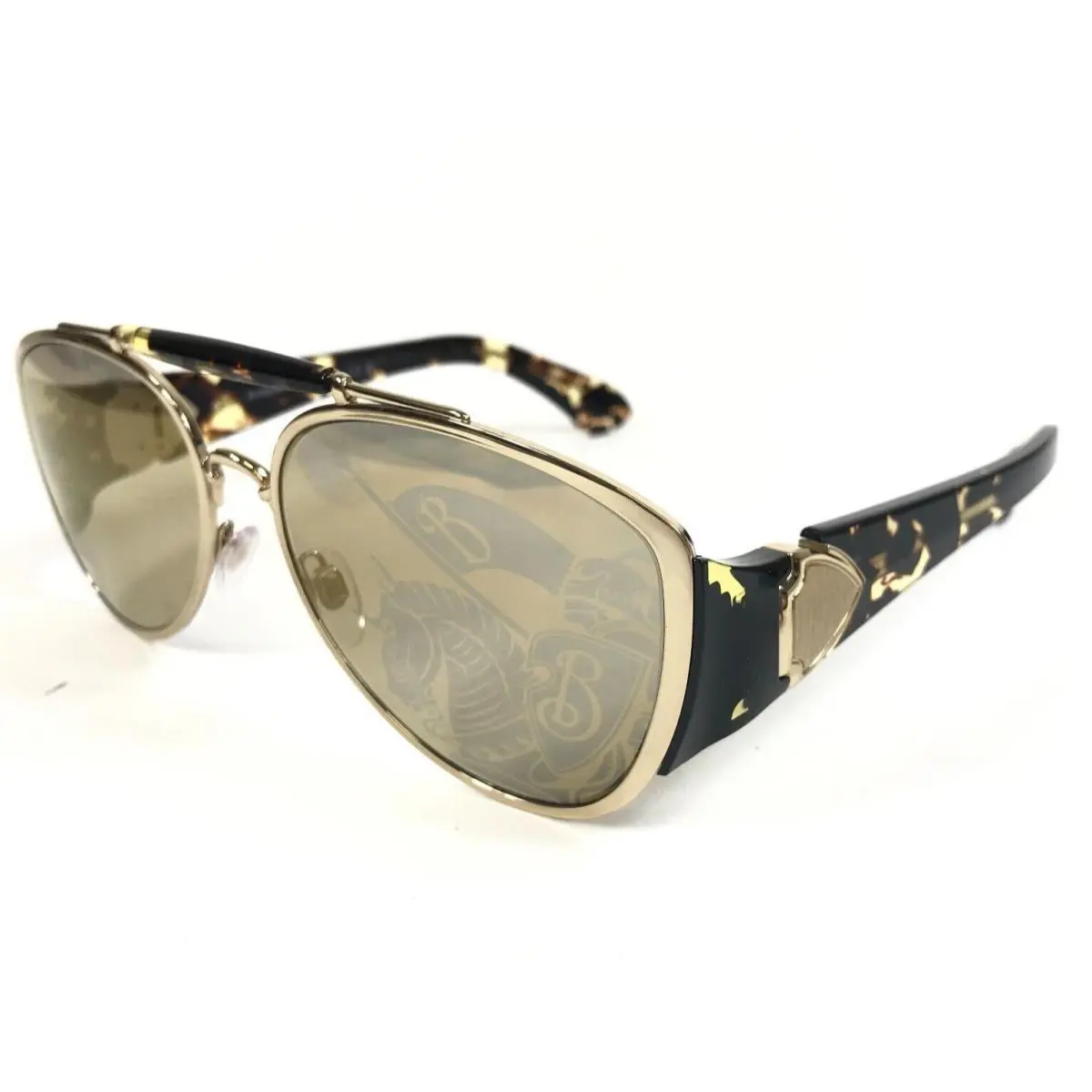 Sunglasses B3161 1109/P4 Light Gold Aviator with Dark Brown Tampo Gold by Burberry