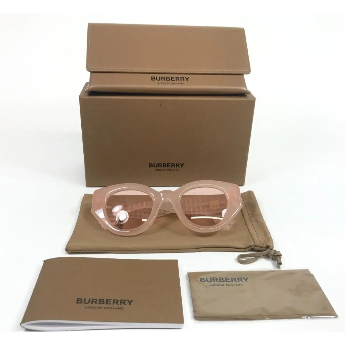 Sunglasses Meadow B4390 4060/5 Clear Pink Gold Checkered 47-25-140 by Burberry