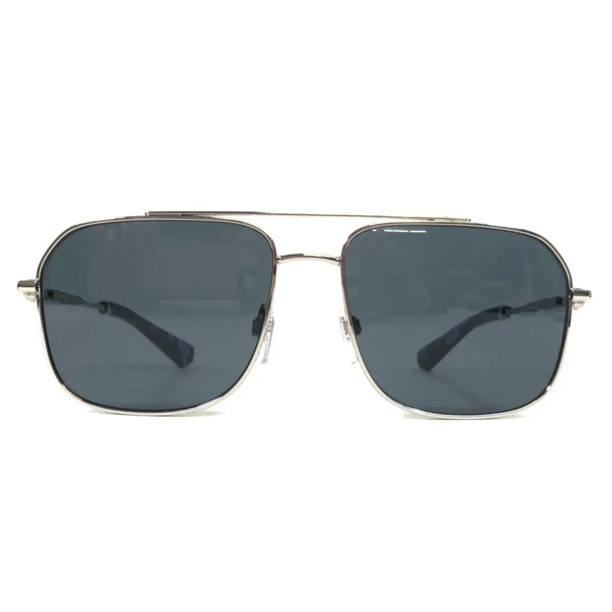 Burberry Sunglasses B3159 1005/87 Polished Silver Aviators with Gray Lenses