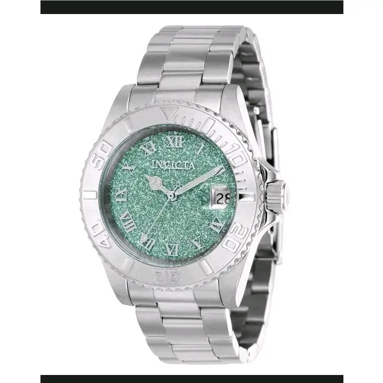 Women`s Angel Watch 40MM Case Swiss Movement Green Glitter Dial 200M WR by Invicta