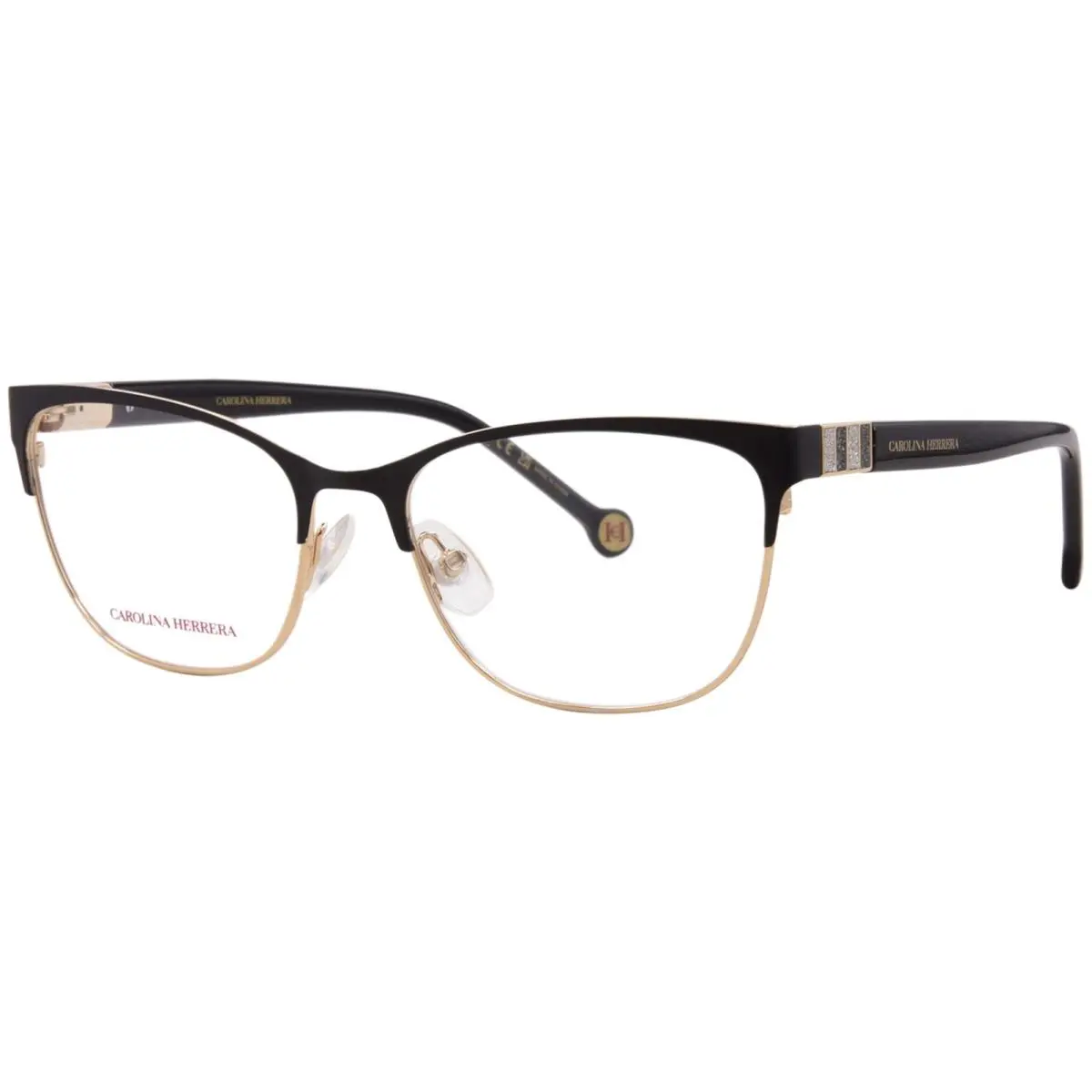 HER-0267 I46 Eyeglasses Women`s Matte Black/gold Full Rim 53mm by Carolina Herrera