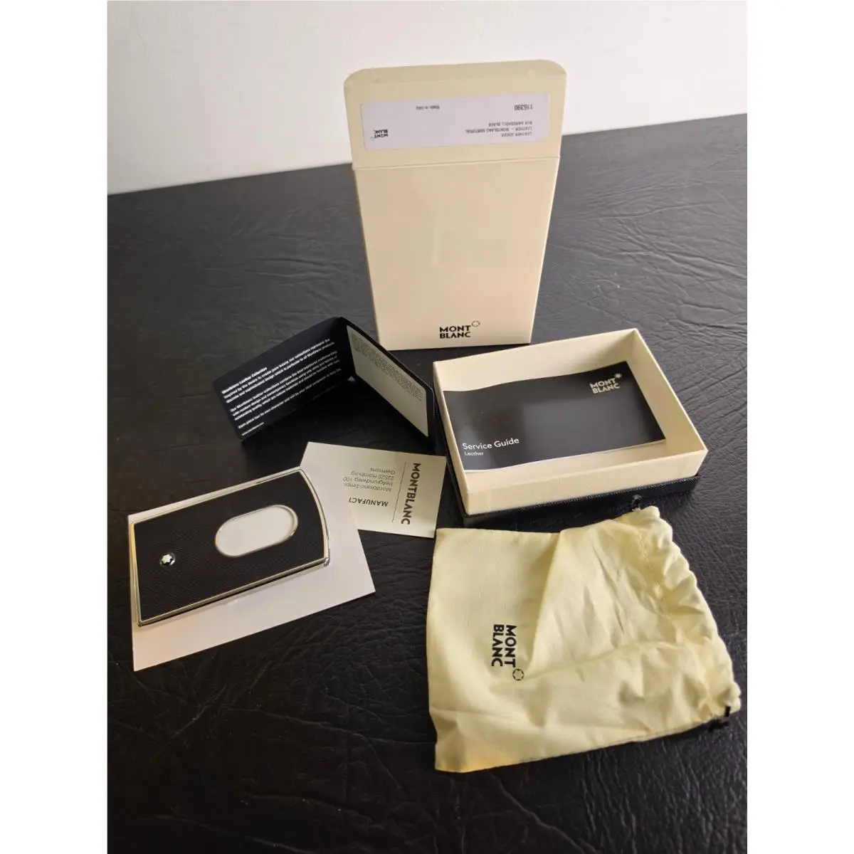 Montblanc Card Holder Black Leather Metal Unisex