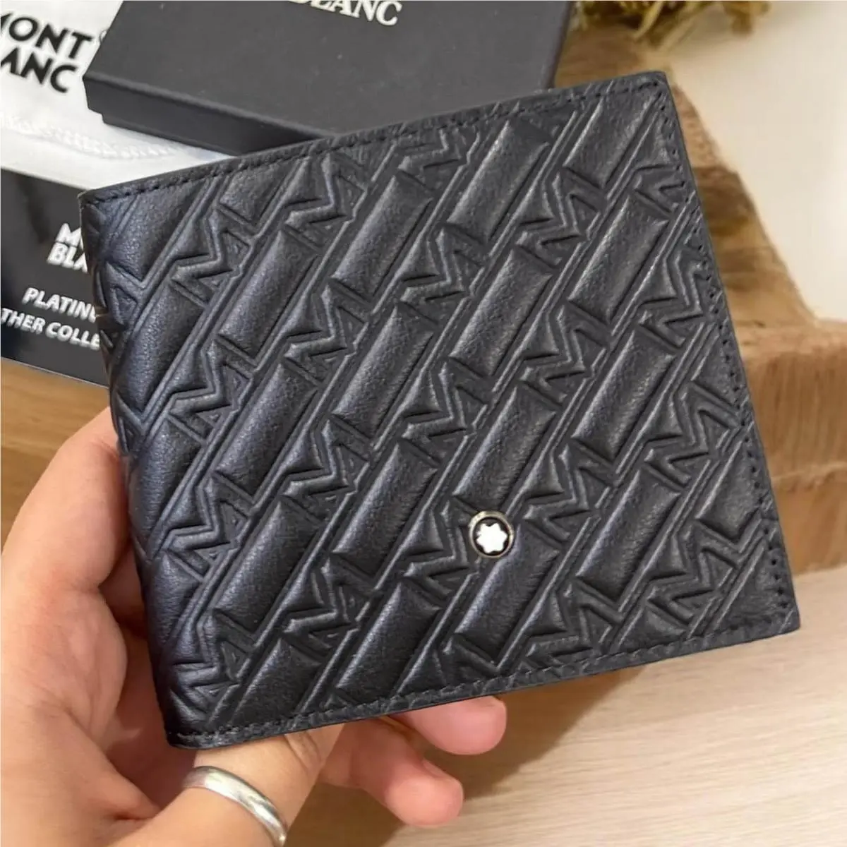Montblanc M Gram Leather Bifold Wallet Black 4810 Luxury Mens Gift