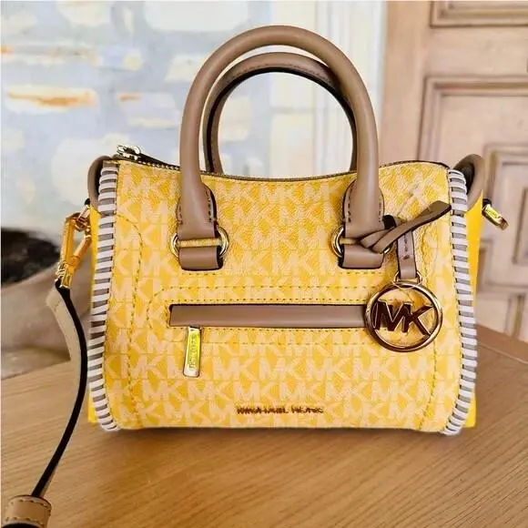 Michael Kors Carine XS Top Zip Satchel Crossbody Shoulder Bag Daffodil Sage