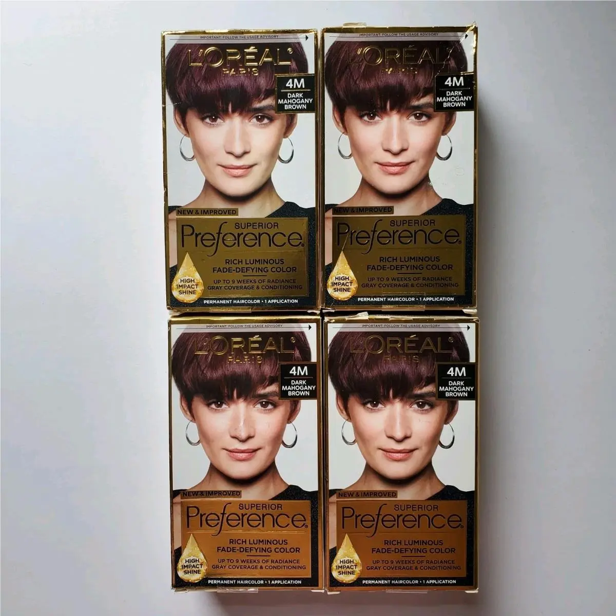Lot Of 4 L`oreal Superior Preference Hair Color Dye 4M Dark Mahogany Brown by L'Oréal