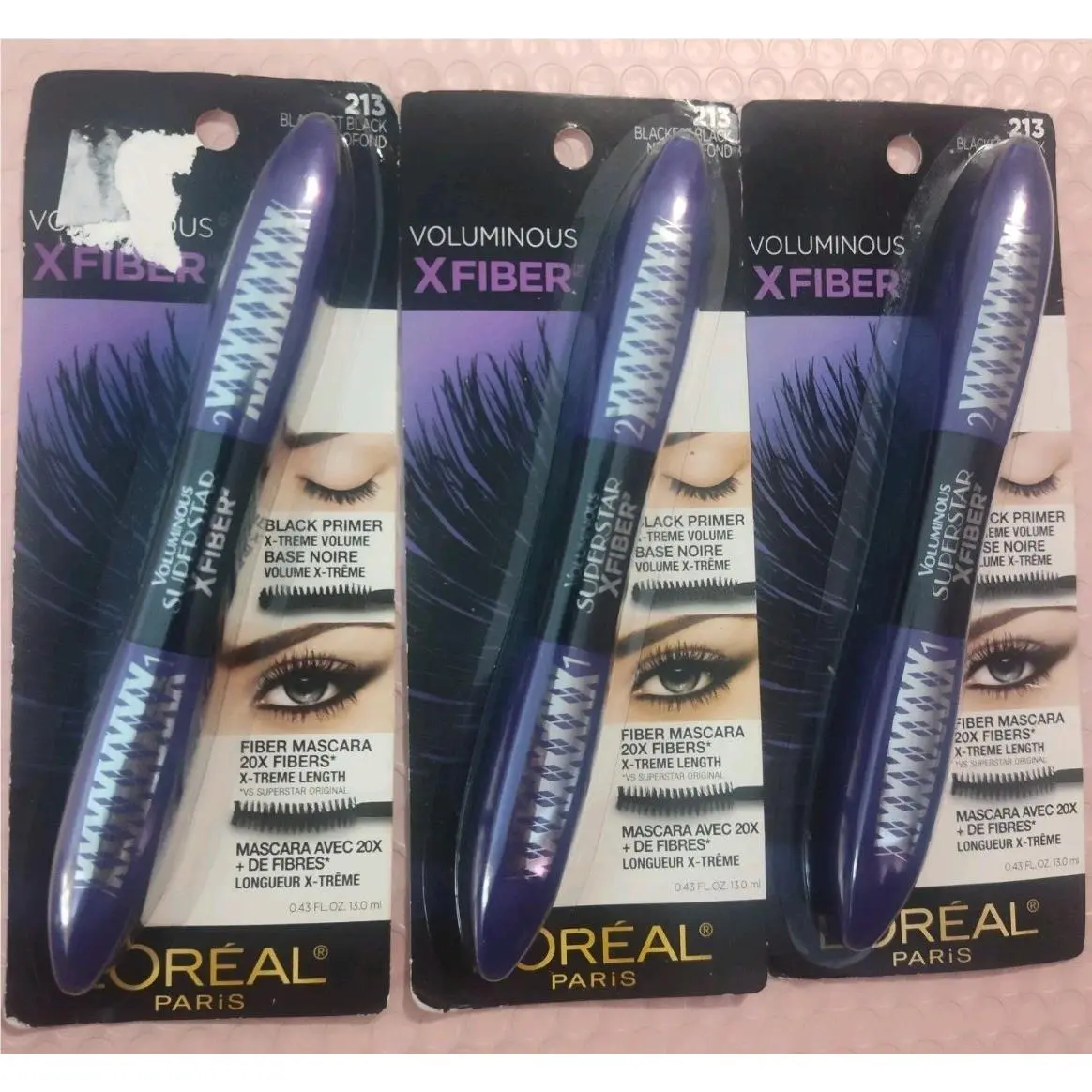 3X L`oreal Paris Voluminous X Fiber Washable Mascara 213 Blackest Black Read Ad by L'Oréal