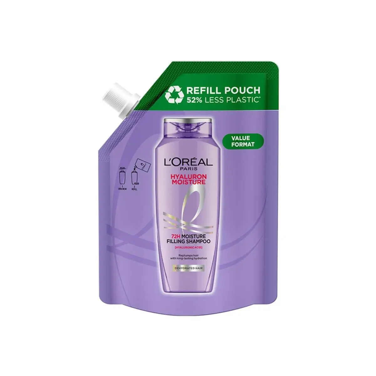 L`oréal L or al Paris Hyaluron Moisture Shampoo Refill 500ml - 72HR Hydration by L'Oréal