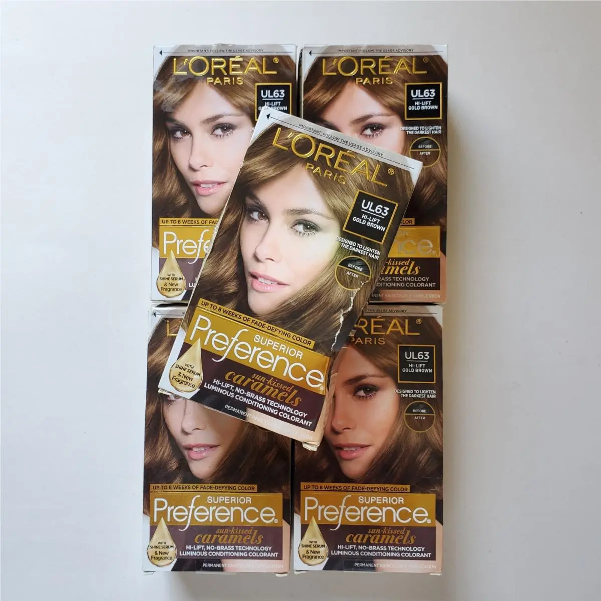 5 L`oreal Paris Superior Preference UL63 Hi-lift Gold Brown Hair Color Dye Box