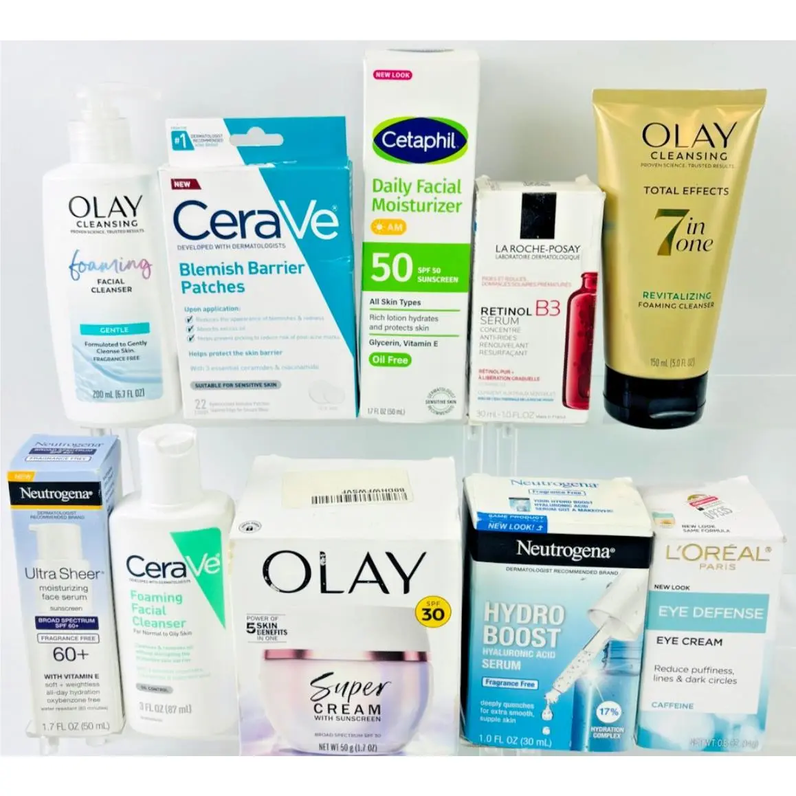 Skin Care Lot Of 10 Mixed Brands Olay L`oreal Cerave LA Roche-posay Ect Read by L'Oréal