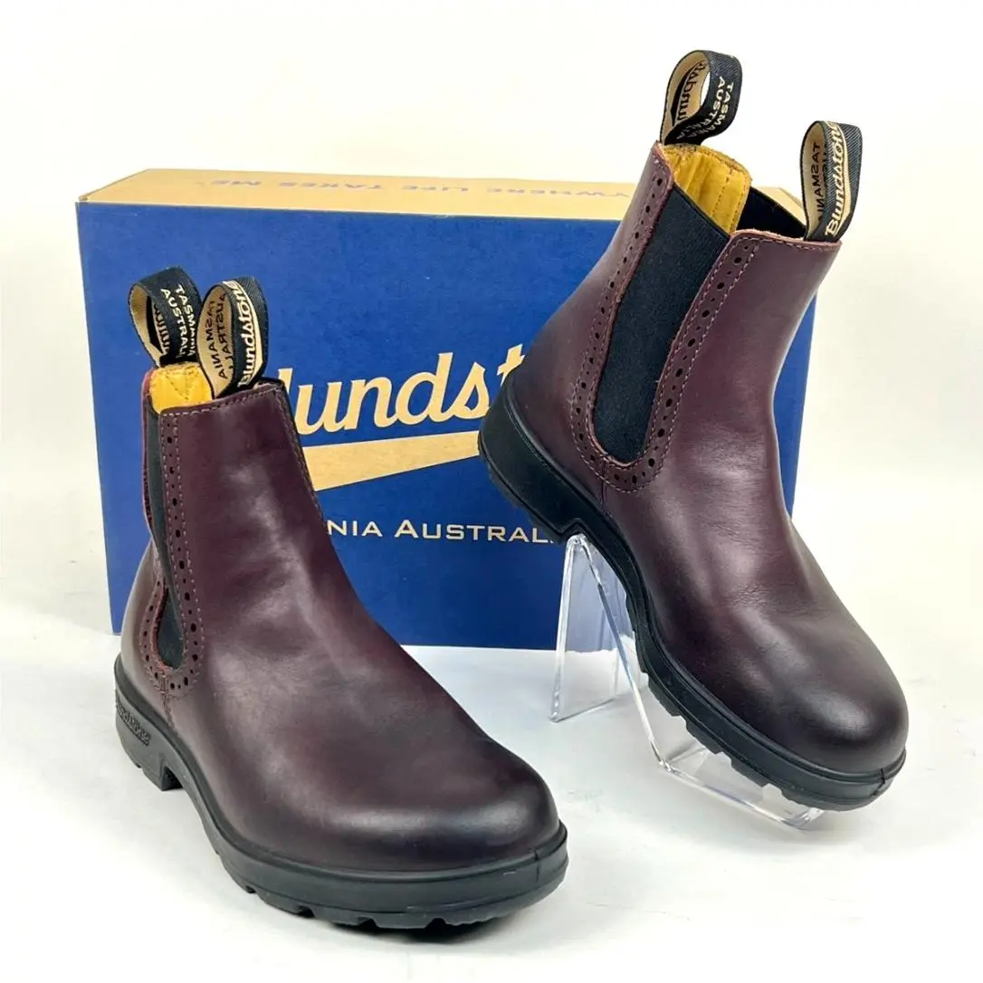 Blundstone 1352 Shiraz Burgundy Leather Chelsea Boots Womens Size 6 High Top